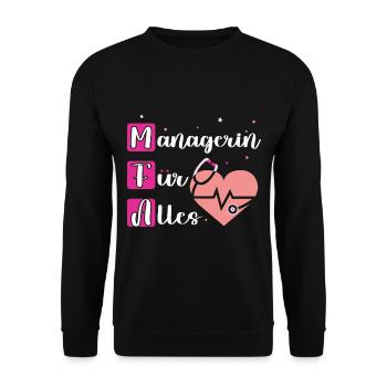 Ausbildung Medizinische Fachangestellte MFA - Unisex Pullover - Schwarz - Vorne - Alina (178cm) & Michal (187cm)