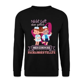 Ausbildung Medizinische Fachangestellte MFA - Unisex Pullover - Schwarz - Vorne - Alina (178cm) & Michal (187cm)