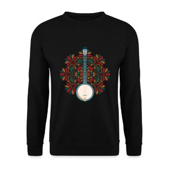 Banjo Akustisches Instrument Country Musik Blaues Geschenk - Unisex Pullover - Schwarz - Vorne - Alina (178cm) & Michal (187cm)