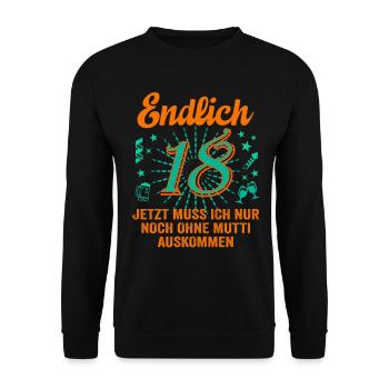 18 Geburtstag Junge Geschenk lustig 18. Ehrentag - Unisex Pullover - Schwarz - Vorne - Alina (178cm) & Michal (187cm)