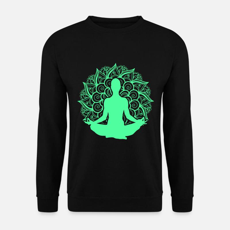 Mandala Yoga Asana Lotus Zen Nirvana Buddhismus Geschenk - Unisex Pullover - Schwarz