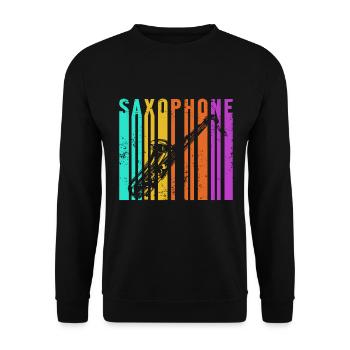 Saxophone Sax Band Music Jazz Musical Concert Gift - Unisex Sweatshirt - black - Front - Alina (178cm) & Michal (187cm)