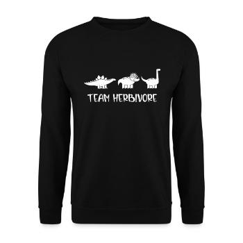 Team Herbivore Veganismus Vegetarisches Fleisch Geschenk - Unisex Pullover - Schwarz - Vorne - Alina (178cm) & Michal (187cm)