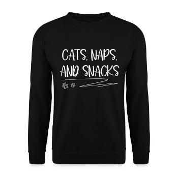 Cats Naps And Snacks Paw Kitten Owner Pet Gift - Unisex Sweatshirt - black - Front - Alina (178cm) & Michal (187cm)