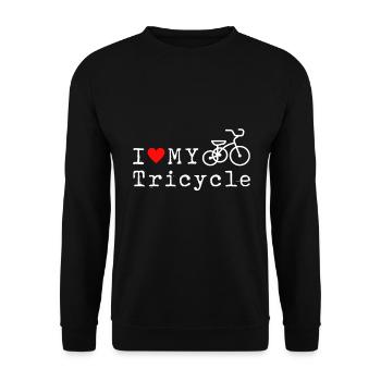Ich liebe mein Dreirad Triker Trike Dreirad Geschenk - Unisex Pullover - Schwarz - Vorne - Alina (178cm) & Michal (187cm)