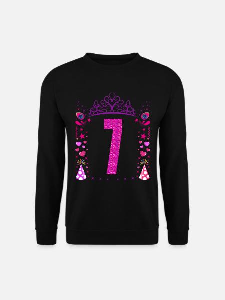 7. Geburtstag Mädchen Geschenk 7 Jahre Geburtstag - Unisex Pullover - Schwarz