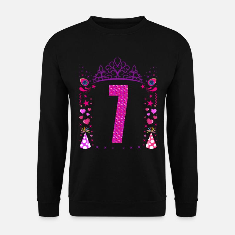 7. Geburtstag Mädchen Geschenk 7 Jahre Geburtstag - Unisex Pullover - Schwarz