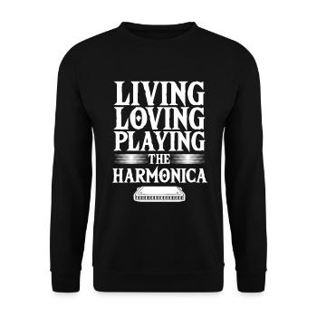 Love Playing Harmonica Instrument Blues Music Gift - Unisex Sweatshirt - black - Front - Alina (178cm) & Michal (187cm)