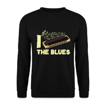 I Love The Blues Harmonica Music Instrument Gift - Unisex Sweatshirt - black - Front - Alina (178cm) & Michal (187cm)