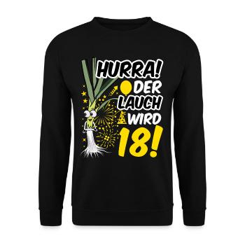 18 Geburtstag Junge Gag Geschenk Ehrenlauch - Unisex Pullover - Schwarz - Vorne - Alina (178cm) & Michal (187cm)