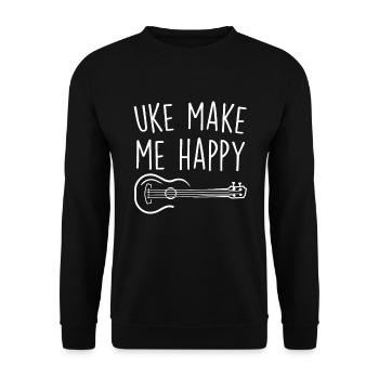 Uke Make Me Happy Ukulele Acoustic Guitar Gift - Sweat-shirt Unisexe - noir - Devant - Alina (178cm) & Michal (187cm)