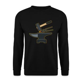 Blacksmiith Tools Hammer Anvil Forge Farrier Gift - Unisex Sweatshirt - black - Front - Alina (178cm) & Michal (187cm)