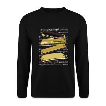 Harmonica Notes Music Sound Acoustic Blues Gift - Unisex Sweatshirt - black - Front - Alina (178cm) & Michal (187cm)