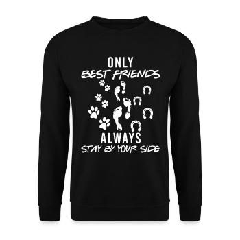 Meilleurs amis chiens Cheval humain Animal Amant Cadeau - Sweat-shirt Unisexe - noir - Devant - Alina (178cm) & Michal (187cm)