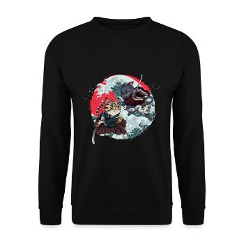 Samurai Cats Kendo Ninja Japan Katana Sinobi Gift - Unisex Sweatshirt - black - Front - Alina (178cm) & Michal (187cm)