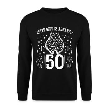 Club der alten Säcke 50 50. Geburtstagsgeschenk - Unisex Pullover - Schwarz - Vorne - Alina (178cm) & Michal (187cm)