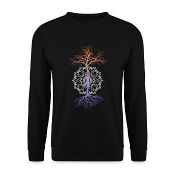 Yoga Tree Mandala Nirvana Meditation Zen Asana - Unisex Sweatshirt - black - Front - Alina (178cm) & Michal (187cm)