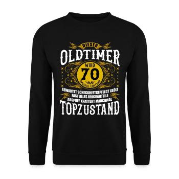70 Geburtstag 70. Jubiläum 70 Ehrentag Geschenk - Unisex Pullover - Schwarz - Vorne - Alina (178cm) & Michal (187cm)