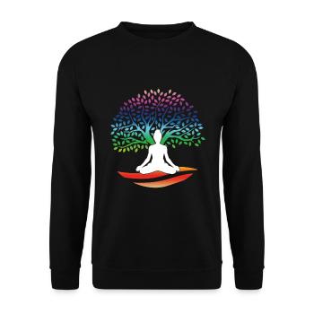 Yoga Lotus Tree Colorful Meditation Nirvana Zen - Unisex Sweatshirt - black - Front - Alina (178cm) & Michal (187cm)