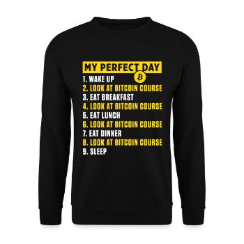 Perfect Day Bitcoin Course BTC Cryptocurrency Gift - Unisex Sweatshirt - black - Front - Alina (178cm) & Michal (187cm)