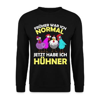 lustige Landwirt Hühnerliebhaber Bauernhof Sprüche - Unisex Pullover - Schwarz - Vorne - Alina (178cm) & Michal (187cm)