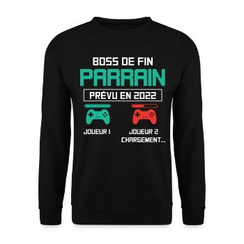 Annonce grossesse demande parrain originale geek - Sweat-shirt Unisexe - noir - Devant - Alina (178cm) & Michal (187cm)