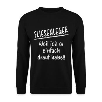 Fliesenleger Bodenleger Lustiger Spruch Geschenk - Unisex Pullover - Schwarz - Vorne - Alina (178cm) & Michal (187cm)