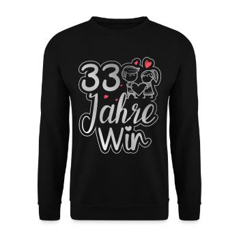 Ein perfektes Team seit 33 Jahren Hochzeitstag - Unisex Pullover - Schwarz - Vorne - Alina (178cm) & Michal (187cm)
