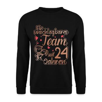 Ein perfektes Team seit 24 Jahren Hochzeitstag - Unisex Pullover - Schwarz - Vorne - Alina (178cm) & Michal (187cm)