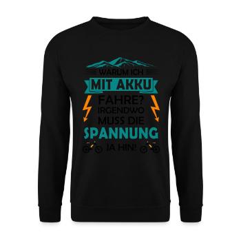 E-Bike Fahrrad Sprüche Radsport Rennradsport Fun - Unisex Pullover - Schwarz - Vorne - Alina (178cm) & Michal (187cm)