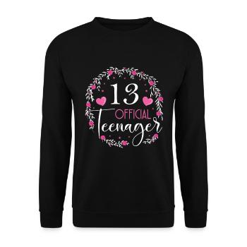 13 Geburtstag Mädchen Geschenk lustig 13. Ehrentag - Unisex Pullover - Schwarz - Vorne - Alina (178cm) & Michal (187cm)