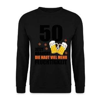 50 Geburtstag 50. Jubiläum 50 Ehrentag Bier Humor - Unisex Pullover - Schwarz - Vorne - Alina (178cm) & Michal (187cm)