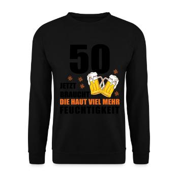50 Geburtstag 50. Jubiläum 50 Ehrentag Bier Humor - Unisex Pullover - Schwarz - Vorne - Alina (178cm) & Michal (187cm)