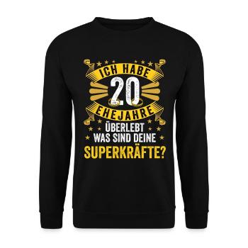 Hochzeitsgeschenke Partneroutfit 20. Hochzeitstag - Unisex Pullover - Schwarz - Vorne - Alina (178cm) & Michal (187cm)