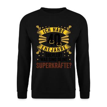 Hochzeitsgeschenke Partneroutfit 40. Hochzeitstag - Unisex Pullover - Schwarz - Vorne - Alina (178cm) & Michal (187cm)