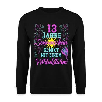 13 Geburtstag Frauen Geschenk 13 Jahre Geburtstag - Unisex Pullover - Schwarz - Vorne - Alina (178cm) & Michal (187cm)