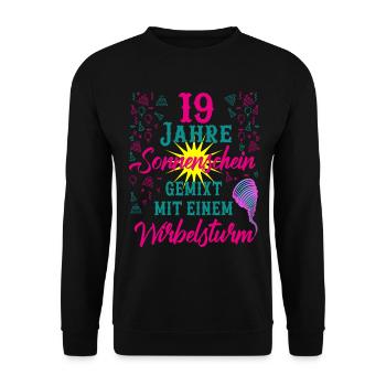 19 Geburtstag Frauen Geschenk 19 Jahre Geburtstag - Unisex Pullover - Schwarz - Vorne - Alina (178cm) & Michal (187cm)