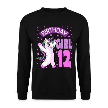 12. Geburtstag Mädchen Geschenk 12 Jahre - Unisex Pullover - Schwarz - Vorne - Alina (178cm) & Michal (187cm)