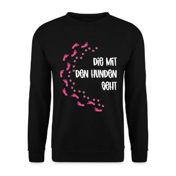 lustige Hunde Gassi Spruch Hundeliebhaber Geschenk - Unisex Pullover - Schwarz - Vorne - Alina (178cm) & Michal (187cm)
