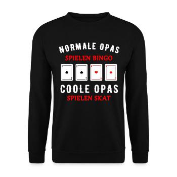 Opa Großvater Skatrunde witziger Spruch Geschenk - Unisex Pullover - Schwarz - Vorne - Alina (178cm) & Michal (187cm)