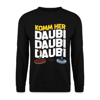 Eisstock Curling Stockschütze Stocksport Geschenk - Unisex Pullover - Schwarz - Vorne - Alina (178cm) & Michal (187cm)