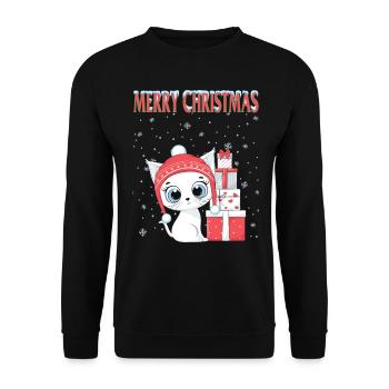 cats christmas- christmas cats tshirt - Unisex Sweatshirt - black - Front - Alina (178cm) & Michal (187cm)