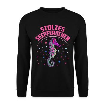 Seepferdchen Frühschwimmer Schwimmabzeichen Kinder - Unisex Pullover - Schwarz - Vorne - Alina (178cm) & Michal (187cm)