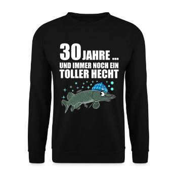 Anglergeschenk zum 30 Geburtstag 30 Ehrentag - Unisex Pullover - Schwarz - Vorne - Alina (178cm) & Michal (187cm)
