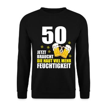 50 Geburtstag 50. Jubiläum 50 Ehrentag Bier Humor - Unisex Pullover - Schwarz - Vorne - Alina (178cm) & Michal (187cm)