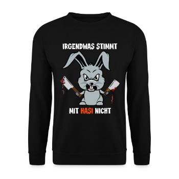 Halloween 2021 Monster verrückter Hase Sarkasmus - Unisex Pullover - Schwarz - Vorne - Alina (178cm) & Michal (187cm)