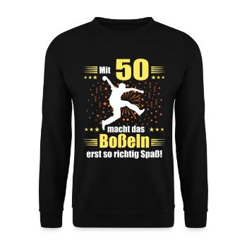 Boßeln Geschenk Boßler Bosseln Boßelsport 50 Jahre - Unisex Pullover - Schwarz - Vorne - Alina (178cm) & Michal (187cm)