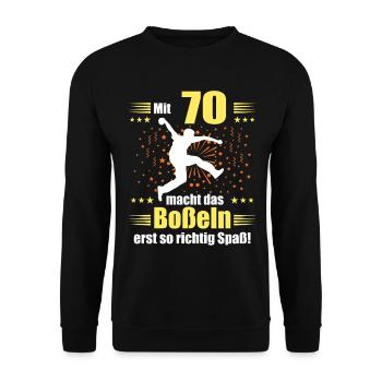 Boßeln Geschenk Boßler Bosseln Boßelsport 70 Jahre - Unisex Pullover - Schwarz - Vorne - Alina (178cm) & Michal (187cm)