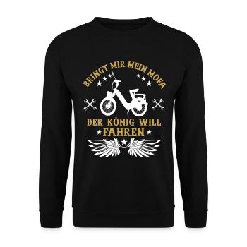 Mofa Moped Mofafahrer Zweirad Geschenkidee - Unisex Pullover - Schwarz - Vorne - Alina (178cm) & Michal (187cm)