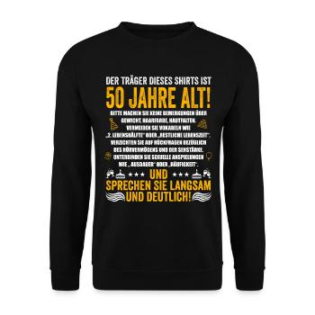 50. Geburtstag lustige Geschenke Männer 50 Jahre - Unisex Pullover - Schwarz - Vorne - Alina (178cm) & Michal (187cm)